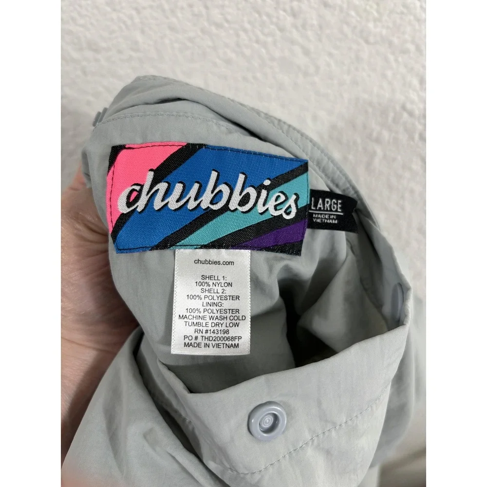 Chubbies Jacket Mens Large Gray Black Reversible Fleece Anorak Pullover Bears‎
